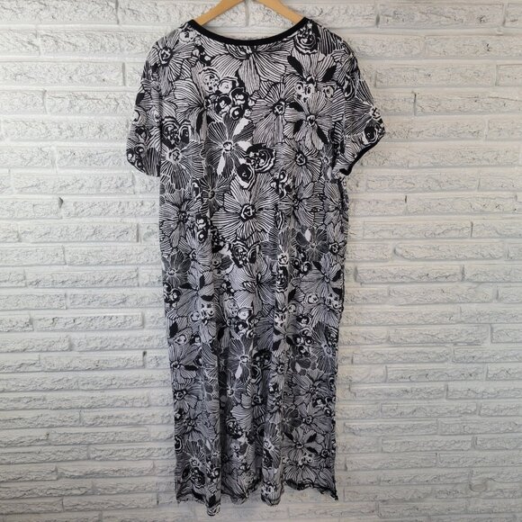 Dreams Co Womens Dress 2X Petite Plus Midi Black Floral Cotton Blend SWE32E - Picture 6 of 12